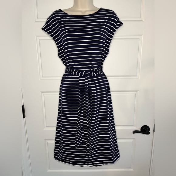 Lauren Ralph Lauren Dresses & Skirts - Lauren Ralph Lauren Nautical Navy White Striped Dress Belted Classic Preppy Sz L